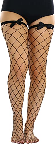 Image of ToBeInStyle Women's Vibrant Large Net Fishnet Thigh High Elastic Nylon Novelty Stockings