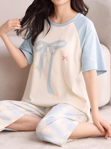 Image of Lymio Womens Korean Night Dress | Full Pyjama Set | Korean Nightsuit | Women Nightwear |Round Neck Full Sleeve Nightsuit | Loungewear | Everyday Nightdress (W-ND-2)