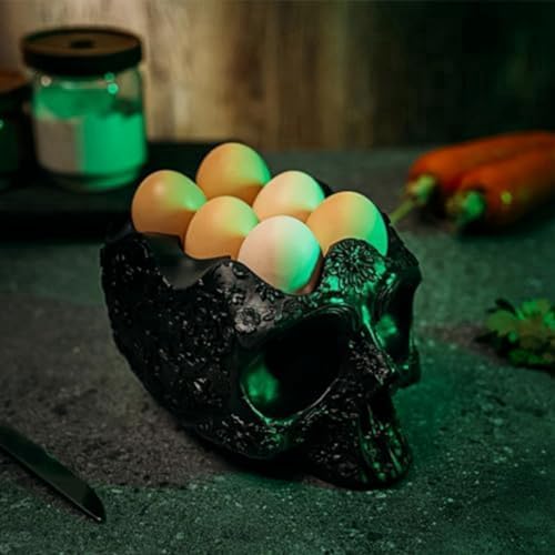 Porte-œufs crâne en résine pour une déco de table d'Halloween