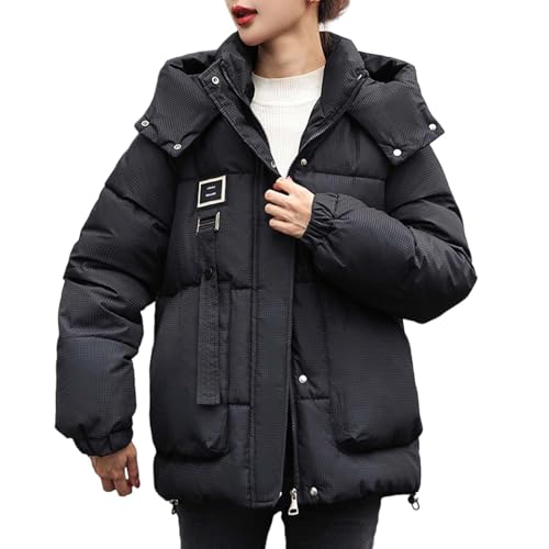 Veste courte à capuche pour femme manteau d'hiver chaud et léger