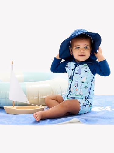 Image of RUGGEDBUTTS Baby /Toddler Boy Swimsuit, One Piece Zipper Rash Guard Sunsuit with UPF 50+ Sun Protection