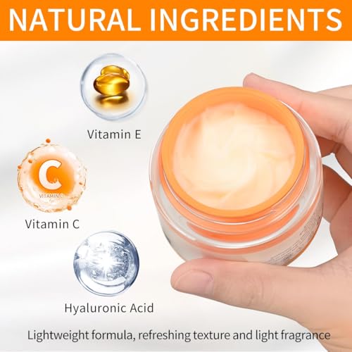 Vitamin C & E Face Cream for Women,Moisturizer Face Cream for Dull Dry Oil Skin Hydrating Lightweight Facial Cream for Face 50g - Image 3