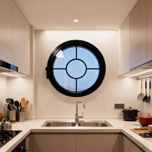360° Rotating Shed Window with Tempered Glass - Porthole Ventilation Window for RVs, Camping, Bathrooms & Warehouses - 31.5in Handle Design for Easy Use