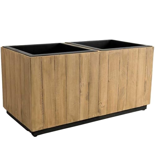 VIVANNO Pflanzkübel Pflanztrog Hochbeet aus recyceltem Holz, wetterfest, 40 x 81 x 41,5 cm, Antik Braun