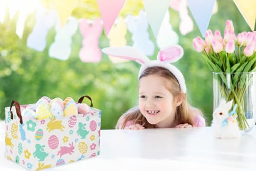 Image of Sanjiaofeng Rectangular3Pack Easter baskets , Kids Easter Storage Bins Organizer.Boys and Girls,Easter Bunny Eggs Decor,Toys,Books,Easter Gifts . (3Pack Easter)