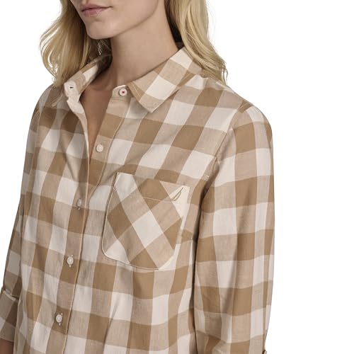 Image of Nautica Women's Button Front Long Sleeve Roll Tab Shirt