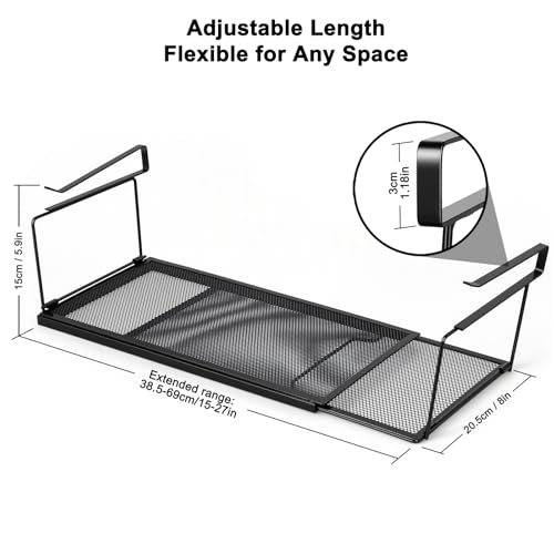 Étagère de rangement sous placard panier suspendu extensible sans perçage - 4