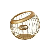 Sharplace Drahtkorb mit Plakette Rund Metallgittkorb Lüftend Kaffeekapselhalt für Küchenarbeitsplatte, Büro, Gold