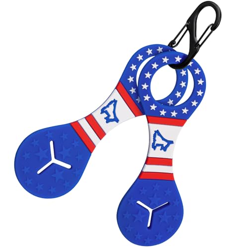 Image of 2 Pieces Dog Poop Bag Holder for Leash Waste Bag Carrier (Blue - American Flag)
