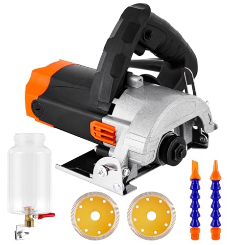 MXBAOHENG Elektrische Fliesenschneider Nass 1000 W Nassfliesenschneider 45° Elektrischer Fliesenschneider mit abnehmbarer Wassertank und 2 klingen für Keramikfliesen, Steinmauerfräse (103 mm Klinge)