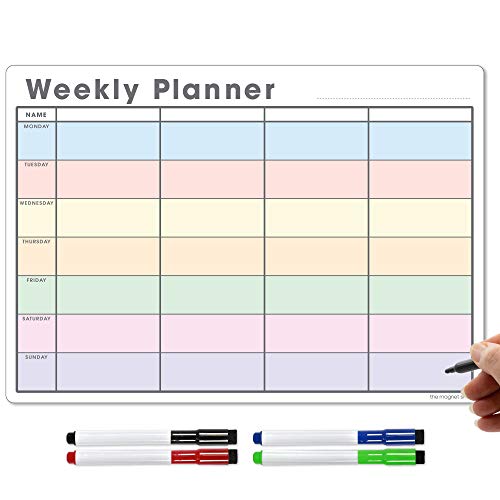 The Magnet Shop - Agenda semanal magnética A4, con 4 rotuladores magnéticos (multicolor, A4)