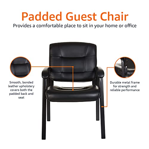 Amazon Basics Classic Faux Leather Office Desk Guest Chair With Metal Frame - Black #TOP2