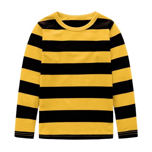 Image of Boys Rainbow Striped Shirt Cotton Long Sleeve T-Shirts