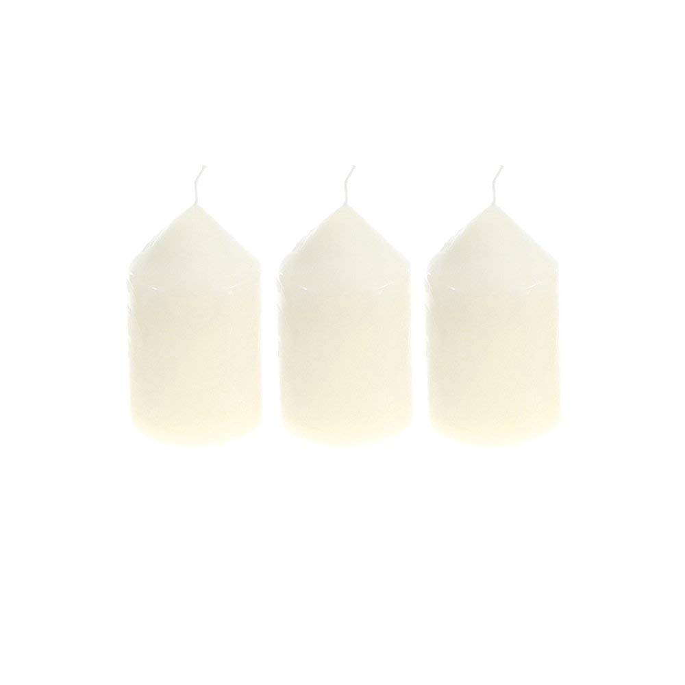 Mega Candles 3 pcs Unscented Ivory Dome Top Pillar Candle, Economical One Time Use Event Wax Candles 2 Inch x 3 Inch, Wedding Receptions, Birthdays, Party, Celebrations, Florists, Churches & More