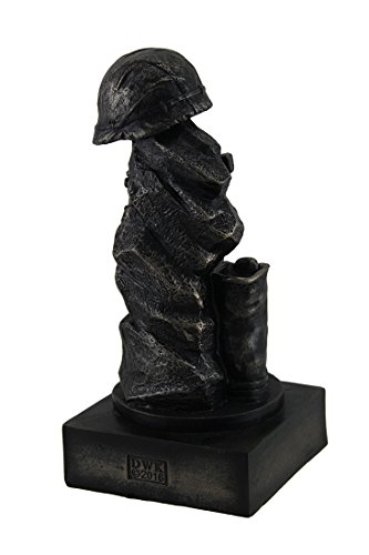 Estatua militar de botas, casco y rifle en resina 8 pulgadas miniatura 3