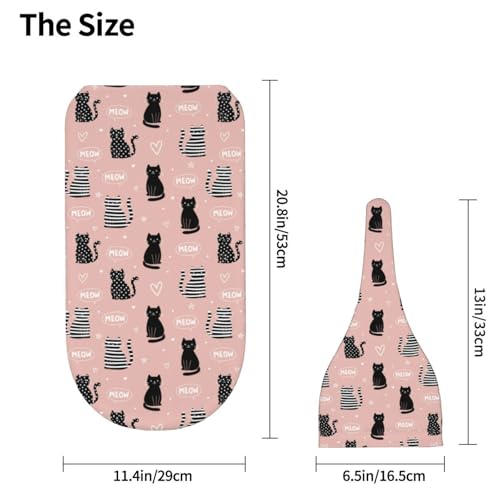 Image of Black Heart Cat Newborn Swaddle Blankets Hat Sets Soft Baby Receiving Blanket Swaddle Sack for Baby Shower Infant Boy Girl Gift