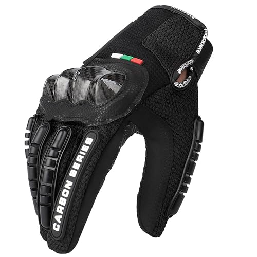 faralite Motorcycle Gloves for Men and Women - Motorbike Powersports Racing Gloves with Hard Knuckle Protection, Touchscreen, Non-Slip Palm for Road Racing/ATV/BMX/Mountain Biking(XXL, Black)