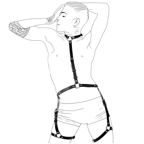 Harness Belt Costume for Men, Men's Leather Body Chest Sexy Body Harness Belt Restraints Adjustable Buckle Clothes Outfits, Nightclub Cosplay Clubwear #5