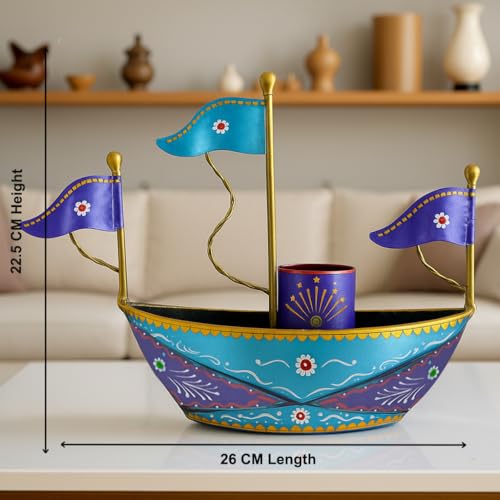 Image of CraftVatika Metal Turkish Ship Boat Naav Showpiece Tabletop Home Decorative Items for Living Room Home Decor Hall Room Desktop Side Corner, Home Decoration Items, Office Desk Organiser