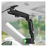 YoRise 360° Rotatable Car Sun Visor Phone Holder, Retractable Foldable Automotive Rear View Mirror Electronic Device Mount, Multifunction Portable Vehicle Visor Cell Phone Holder(Green)