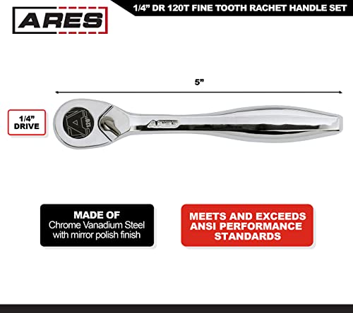 Image of ARES 42068-1 /4-Inch Drive 120 Tooth Ratchet - 3 Degree Swing Arc - Reversible Ratcheting Mechanism - Ergonomic Handle and Professional Gear Structure