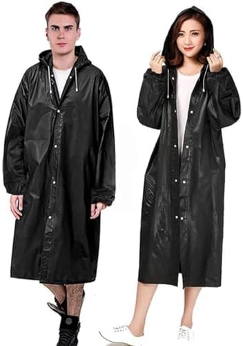 Hafif Taşınabilir Yağmurluk, Tekrar Kullanılabilir Unisex Yağmurluk,Uzun Panço Kadın Erkek Açık Ceketler Kapüşonlu Yağmurluk Eva Kumaş Yürüyüş, Kamp, Bisiklet için En İyisi, siyah, One Size - Görsel 5