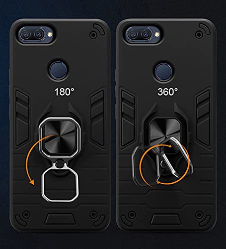 Image of Pikkme D5 Tough Armor Bumper Back Cover Case for Oppo A12 |Ring Holder & Kickstand in-Built (Black)