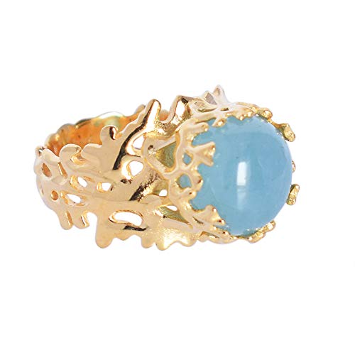Bague de promesse aigue-marine naturelle en argent plaqué or le cadeau idéal pour femme