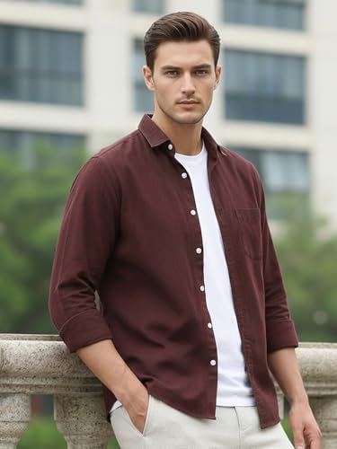 Image of Urbano Fashion Men's Cotton Full Sleeve Regular Fit Casual Solid Shirt