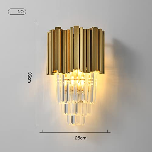 Image of E14 Gold Base & Crystal Glass Wall Sconces Lamp,Modern Wall Lamp Golden Wall Light