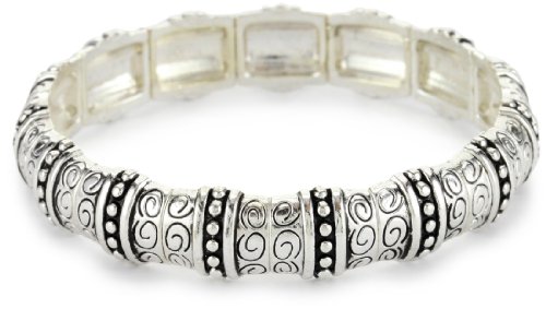 Napier Silver-Tone Textured Stretch Bracelet