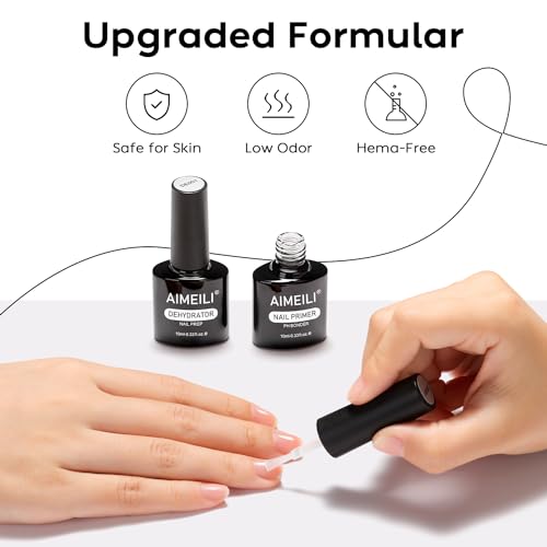 AIMEILI 2 x 10ml Dehydrator und Primer für Gelnägel Acrylpulver Gel Nagellack