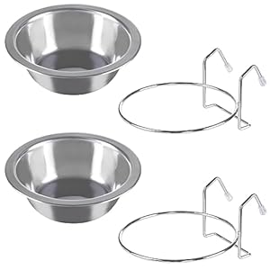 Set-of-2-Stainless-Steel-Dog-Bowls-Cage-Kennel-and-Crate-Hanging-Pet-Bowls-for-Food-and-Water-20oz-Each-and-Dishwasher-Safe-by-PETMAKERSilver - Cucciolini Doodles   Set-of-2-Stainless-Steel-Dog-Bowls-Cage-Kennel-and-Crate-Hanging-Pet-Bowls-for-Food-and-Water-20oz-Each-and-Dishwasher-Safe-by-PETMAKERSilver