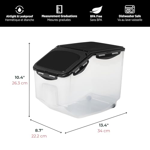 Starfrit LocknLock Pet Food Container with Wheels - 406oz/12L - Airtight - 4-Sided Locking Flip Top Lid by Starfrit - Image 3