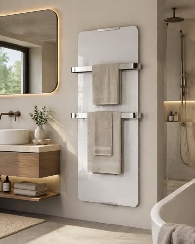 Sèche-serviette électrique 1200W Chemin’Arte blanc vertical compact à 2 barres - 5