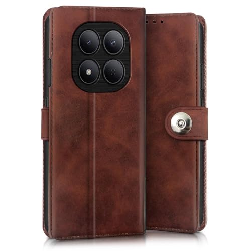 Image of WOW IMAGINE Shock Proof Flip Cover Back Case for Mi Redmi Note 15 5G 2025 | Poco M8 5G (Magnetic Button Flip Case | Wallet Pockets & Stand | Leather Finish | Coffee)