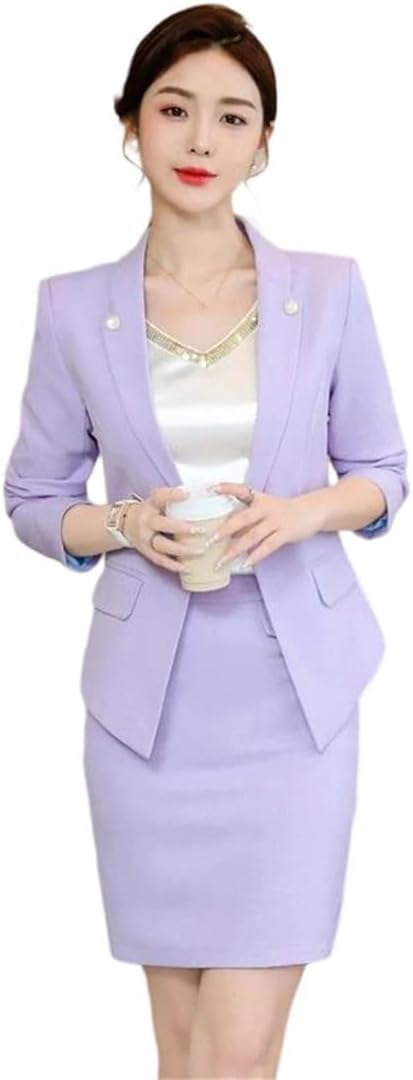Women's Spring Summer Skirt Suit 2 Piece Set Blazer with Business Jacket Outfit Set