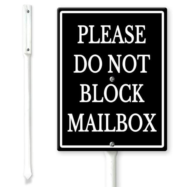 Lucidhisun Do Not Block Mailbox Yard Sign - Aluminum, No Parking Sign with Stakes 7in8.8in