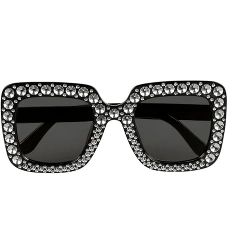 Boland 02631 - Gafas de fiesta para adultos, gafas negras con estrás, gafas divertidas, Carnaval, Carnaval, Carnaval, fiesta temática, Halloween