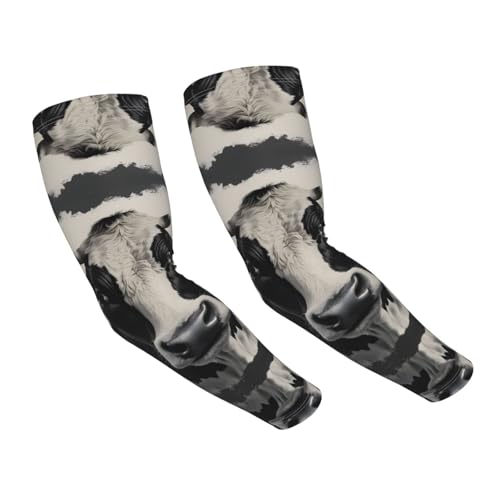 quopvn Kühlende Ärmel mit Kuhmuster, unisex, mit rutschfestem Band und Daumenlöchern, Schwarz und Weiß, Schwarz, Einheitsgröße