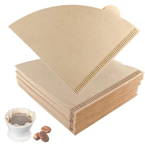 100 PCS Coffee Filter Papers, Disposable Unbleached Coffee Filters Papers Compatible with Size 02 Cone Filter Paper for Coffee Dripper Pour Over Coffer Makers (1-4 Cups), Natural