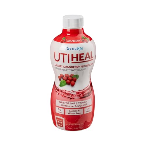 DermaRite's UTIheal, Liquid Nutrition for Urinary Tract Health - Oral Ready-to-Drink UTI Supplement - Cranberry Flavored, 30 oz. Bottle, 1 Count