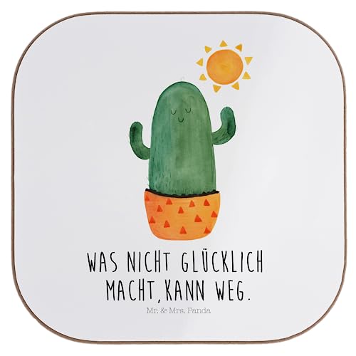 Mr. & Mrs. Panda Quadratische Untersetzer Kaktus Sonnenanbeter
