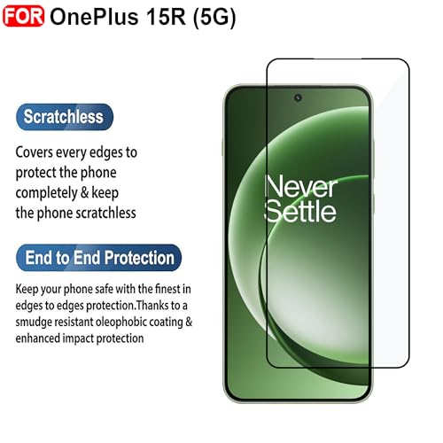 Image of CEDO Tempered Glass for OnePlus 15R (5G) | Screen Protector Full HD Quality Tempered Glass Anti-Scratch Edge to Edge Coverage with Easy Installation Kit (Black)