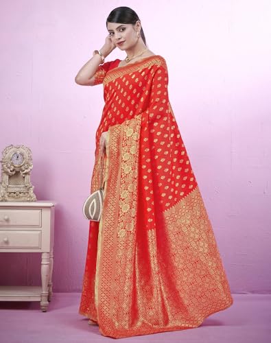 Image of SIRIL Women's Banarasi Soft Silk Saree Pure Silk with Unstitched Blouse Piece