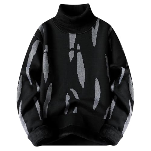 Cambkatl Men's Fleece Lined Turtleneck Pullover Sweaters - Long Sleeve Knitted Stretch Casual 2025 Fall Winter Sweater Tops