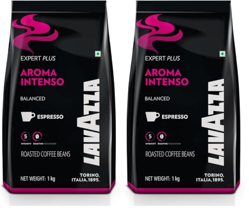 Image of Lavazza Aroma Intenso | Roasted Coffee Beans | Medium Dark Roast | Arabica Robusta Blend |bag, 1000 Grams (Pack of 2)
