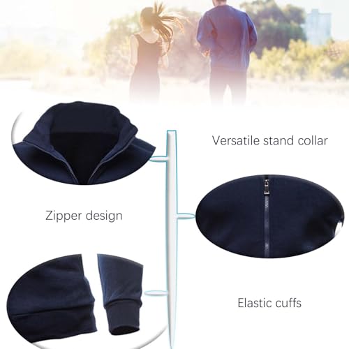 Seroni Mens Full Zipper Sweatshirt No Hood Plain Gym Wear Lightweight Outwear Tops with Pocket-QHS||L3