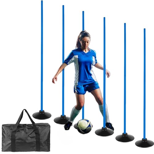 Nbguigdstr 6 Pcs 5FT Adjustable Agility Training Poles for Soccer,Basketball,