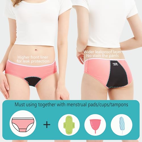 Geronmine Teen Girls Period Underwear Menstrual Leakproof Panties for First Period Starter Panty Kids Cotton Protective Brief